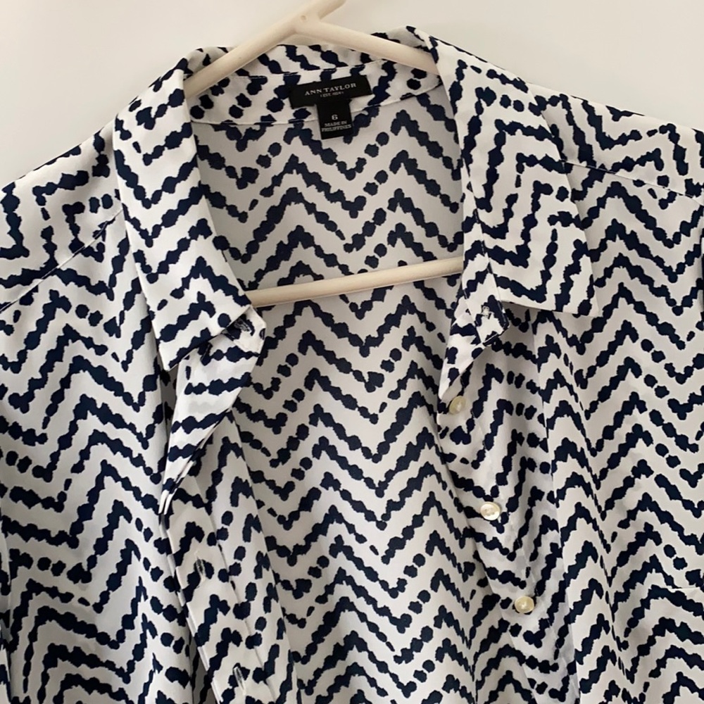 Navy and white blouse